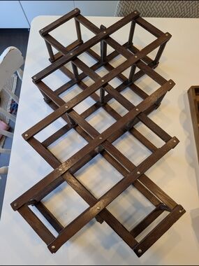 Vintage Wooden Foldable Wine Rack / Multi‑Use Decor Piece